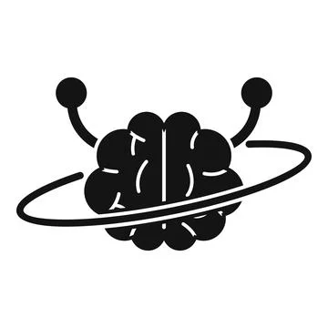 Brain with orbiting elements representing artificial intelligence Stock Illustration