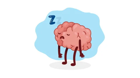 Brain organ sleeping comic character Stock Footage 221483313