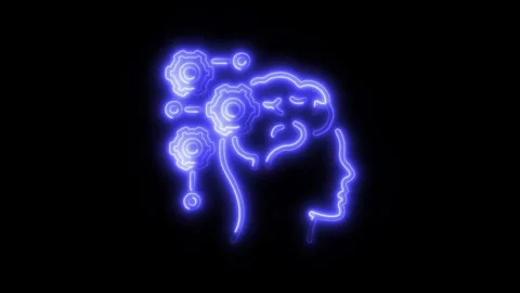 Brain Outline Icon in HD Video Neon Animation Stock-Footage 304507494