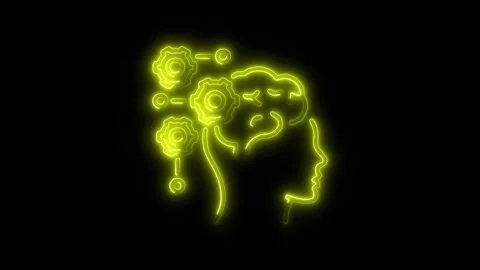 Brain Outline Icon in HD Video Neon Animation Stockbeeldmateriaal 304507495