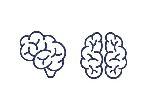 Brain outline icon. Mind pictogram. Intellect symbol Stock Illustration