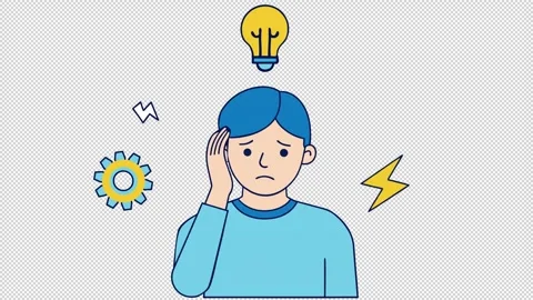 Brain Overload. Animation Fighting for Ideas. Cartoon Stock Footage 324901793