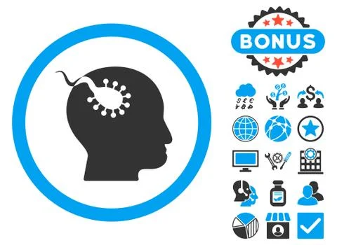 Brain Parasite Flat Vector Icon with Bonus 스톡 일러스트
