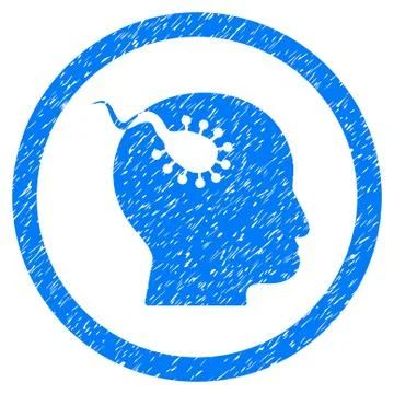 Brain Parasite Rounded Icon Rubber Stamp Stock Illustration