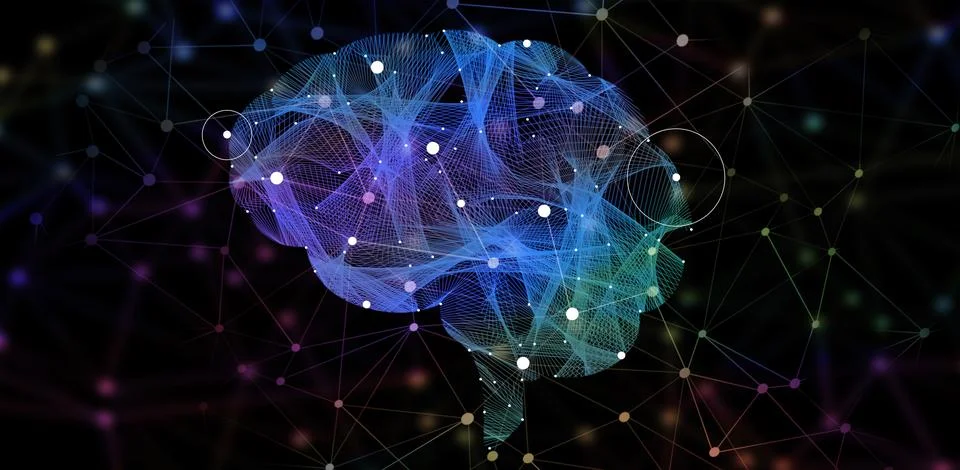 Brain pattern, ai generated and digital graphic of intelligence and neuroscience Stock Photos