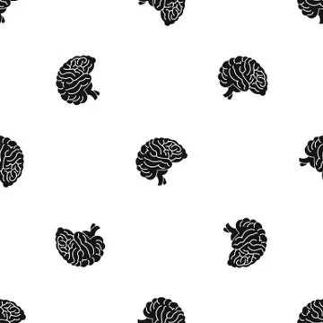 Brain pattern seamless black Stock Illustration