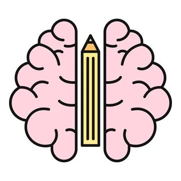Brain with pencil representing creative thinking and education Stockillustratie