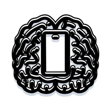 Brain with phone representing artificial intelligence concept Stock Illustration