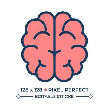 Brain pixel perfect line color icon Stock Illustration