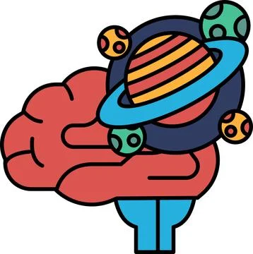 A brain with a planet in the middle of it Ilustración de archivo