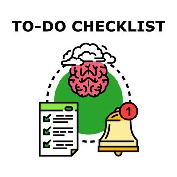 Brain planning daily to do tasks and checklist completion Stock Illustration