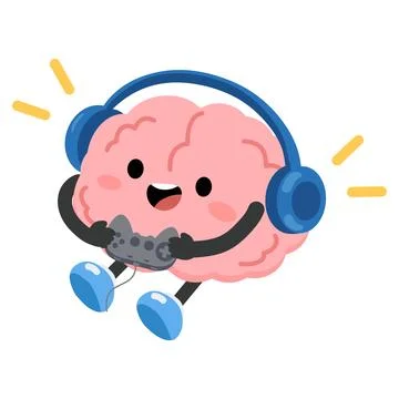 Brain Playing Video Game Showing Fun And Entertainment Stock Illustration