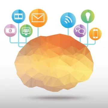 Brain polygon vector Stock Illustration