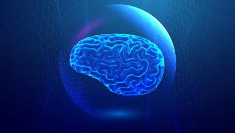 Brain power blue technology illustration. Artificial intelligence data analytics Stock Illustration