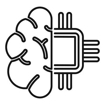 Brain power chip connecting with electronic circuitry lines Ilustração Stock