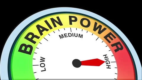 Brain Power Level Text or Word  Low and Medium to High Meter Concept Stock Footage 288590689