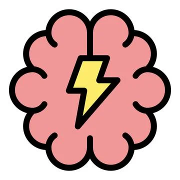 Brain power lightning bolt striking through pink human brain representing b.. Stock Illustration