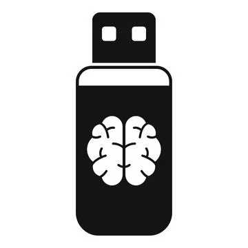 Brain power usb icon simple vector. Memory page Stock Illustration