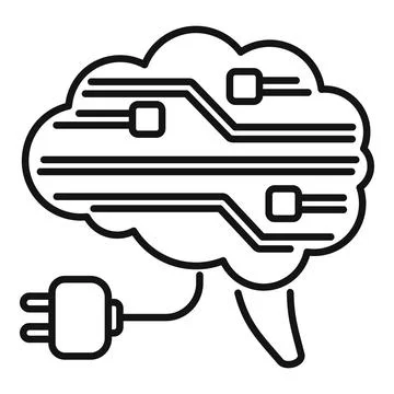 Brain powering up with electric plug connecting to circuit board Illustrazione stock