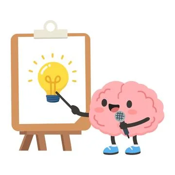 Brain Presenting Lightbulb Idea With Creativity And Innovation Illustrazione stock