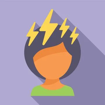 Brain problem icon flat vector. Head sick expression Stock Illustration