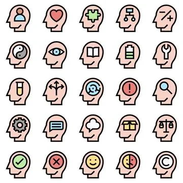 Brain Process Filled Icon Set, Vector Illustrations イラスト素材