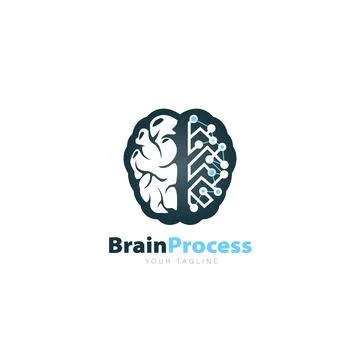 Brain Process Logo Design Symbol Template Flat Style Vector Illustration Stock Illustration