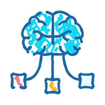 Brain processing information and connecting data concept Stock Illustration