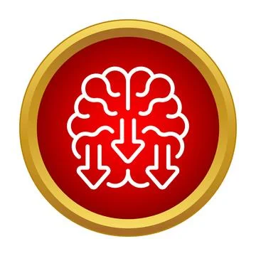 Brain processing information download icon concept Stock Illustration