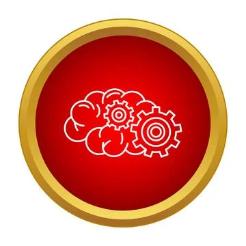 Brain processing information with moving gears inside icon イラスト素材