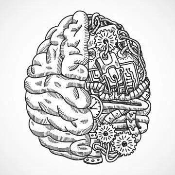 Brain as processing machine Illustrazione stock