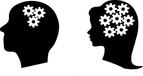 Brain processing of man and woman  icon isolated on white background Stock Illustration