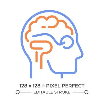 Brain processing two color line icon Stock Illustration