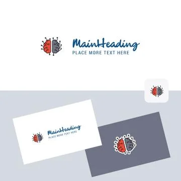 Brain processor  vector logotype with business card template. Elegant corpora Illustrazione stock