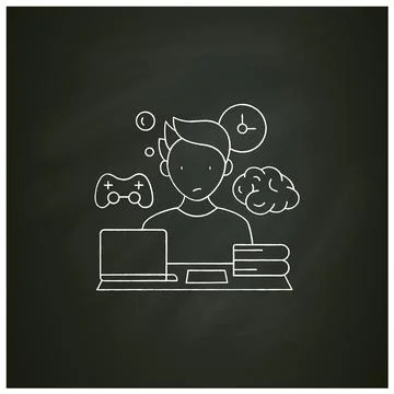 Brain procrastination chalk icon Stock Illustration