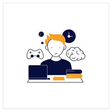 Brain procrastination flat icon 스톡 일러스트