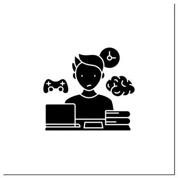 Brain procrastination glyph icon Stock Illustration