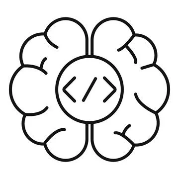 Brain with programming code symbol representing ai logic Stock-Illustration