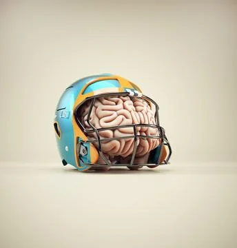 Brain protected by a helmet. The concept of intellectual property protectio.. Illustrazione stock
