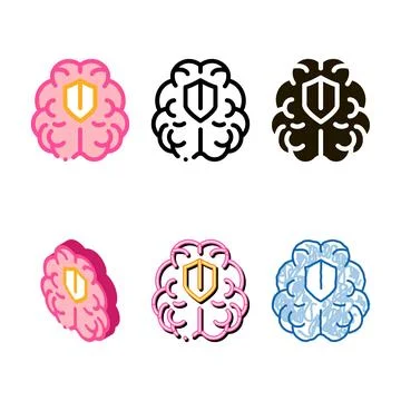 Brain protection icon vector outline types Stock Illustration