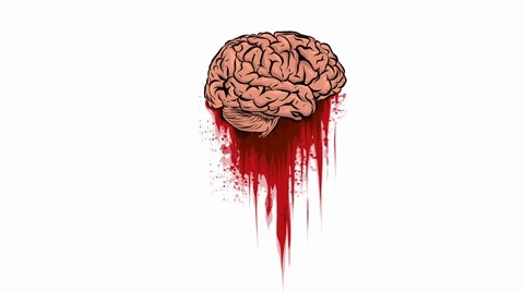Brain in a puddle of blood video Stock Footage 127603361
