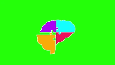 Brain puzzle animated puzzle brain shaped green screen thoughts puzzles ideas Stock Footage 274044046