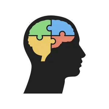 Brain puzzle creative ideas knowledge thought process psychological mental healt Stock Illustration