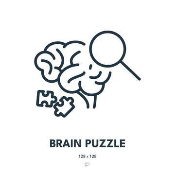 Brain Puzzle Icon. Brainstorm, Creativity, Think. Editable Stroke. Simple V.. Illustrazione stock