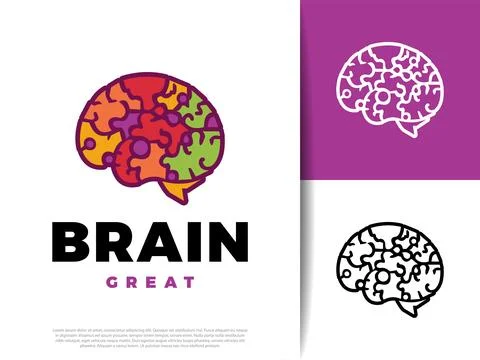 Brain Puzzle Icon Illustration Design Stock Illustration