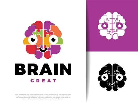 Brain Puzzle Icon Illustration Design Stock Illustration