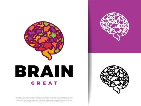 Brain Puzzle Icon Illustration Design Stock Illustration