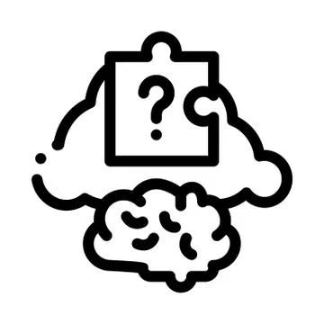 Brain puzzle icon vector outline illustration Stock Illustration