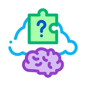 Brain puzzle icon vector outline illustration Stock Illustration