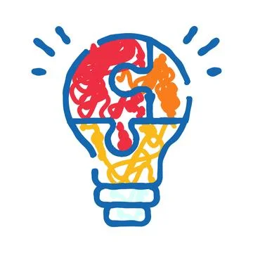 Brain puzzle light bulb icon finding solution Stock Illustration